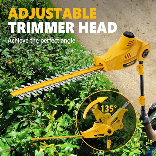 Alloyman 20V Telescoping Pole Hedge Trimmer, 2 Batteries