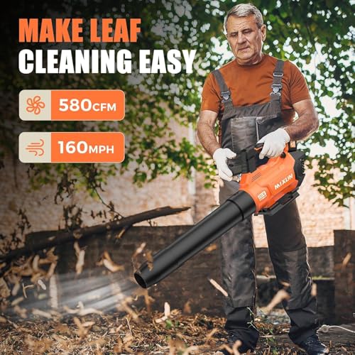 Cordless Electric Leaf Blower - 580CFM/160MPH, 2 Batteries