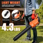 Cordless Electric Leaf Blower - 580CFM/160MPH, 2 Batteries