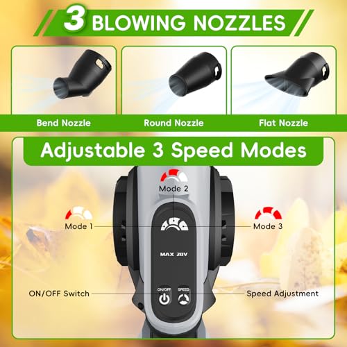Cordless Electric Leaf Blower with 2 Batteries & Charger