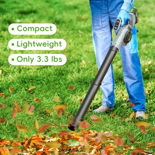 Cordless Electric Leaf Blower with 2 Batteries & Charger