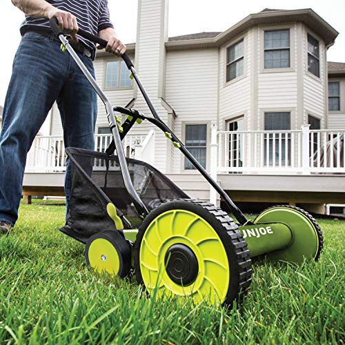 Sun Joe MJ501M 7-Gallon Lawn Mower, 18-Inch, Compact Green/Black