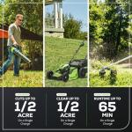 Greenworks 80V 21” Brushless (Self-Propelled) Cordless Electric Lawn Mower + (580 CFM) Axial Leaf Blower + 16” (Attachment Capable) String Trimmer, 4.0Ah Battery and 60 Minute Rapid Charger