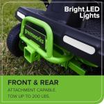 Greenworks 60V 30" Tractor+Rear Bagger+Bagging Blades,(4) 8.0Ah+(1) 20.0Ah Batteries+Wall Charger