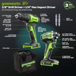 Greenworks 48V (2x24V) Electric Lawn Mower Combo Kit: 21" Self - Propelled Mower, 12" String Trimmer, 320 CFM Blower, and 1/2”Drill & 1/4”Hex Impact Driver, 5 Batteries & 3 Chargers, 3-Year Warranty
