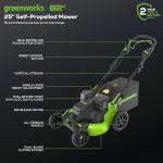 Greenworks 82V 25” Brushless (Self-Propelled) Cordless Lawn Mower, (2) 4.0Ah Batteries and Dual Port Rapid Charger (Great for Landscapers and Professionals)
