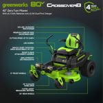 Greenworks 80V 42" Zero Turn Riding Lawn Mower, (4) 5.0Ah Batteries and(3) 8A Dual Port Rapid Charger