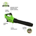 Greenworks 40V 21" Self-Propelled Lawn Mower,Axial Leaf Blower(500 CFM / 120 MPH),13" String Trimmer, 10" Tablet Fan (AC/DC), Includes 2 Batteries(5Ah+2Ah) & Chargers
