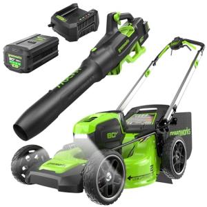 Greenworks 80V 21" Self-Propelled Lawn Mower + Blower (Gen 2), 5.0Ah Battery