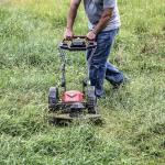 Earthquake 60V Walk Behind String Mower, Includes Two 4Ah Batteries, 22” Cutting Diameter, Three Cutting Speed Dial, 14” Never-Go-Flat Wheels, Easy Assembly, Adjustable Handlebar, Model #44965