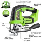 Greenworks 48V (2x24V) Lawn Mower Combo - 21" self propelled Lawn Mower, 12" String Trimmer, 320 CFM Blower and 24V Jig Saw - Ideal for Yard & Indoor