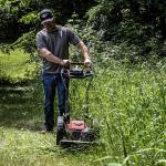 Earthquake 60V Walk Behind String Mower, Includes Two 4Ah Batteries, 22” Cutting Diameter, Three Cutting Speed Dial, 14” Never-Go-Flat Wheels, Easy Assembly, Adjustable Handlebar, Model #44965