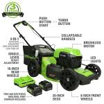 Greenworks 48V (2x24V) All - in - One Cordless Combo - 20" Push Lawn Mower, 12" Trimmer, 320 CFM Blower & 24V Inflator