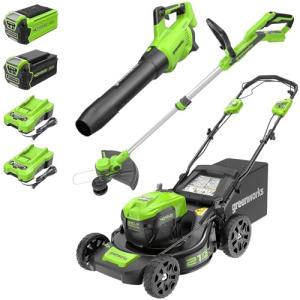 Greenworks 40V Self-Propelled Mower with Leaf Blower