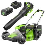 Greenworks 80V Lawnmower with Blower and Battery
