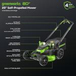 Greenworks 80V Self-Propelled Dual Blade Lawn Mower