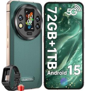 OUKITEL WP200 Pro Rugged Smartphone Unlocked Android 15-72GB+1TB Rugged Phone, 6.7" FHD+ Phone, 108MP Main Camera 8800mAh Battery, IP68/IP69K Cell Phone 5G Dual SIM NFC/OTG/BT5.3/120Hz/WIFI6,Green