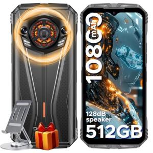 DOOGEE S Punk Pro(2025) Rugged Phone,20GB+512GB Android 14 Rugged Cell Phone with 128dB Loudest Speaker,6.6 FHD+ IPS 90Hz,10800mAh Rugged Smartphone,50MP AI Camera,Waterproof Phone,Face Unlock/NFC