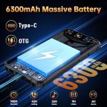 OUKITEL G3 Rugged Smartphone Unlocked -16GB+128GB/1TB TF 6” HD Display IP68/IP69K Rugged Cell Phones, 6300mAh Battery 13MP Rear Camera Waterproof Android Phone, GPS/3.5mm Jack/4G Dual Sim/Face ID