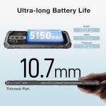 DOOGEE Blade 10 Ultra (2025) Android 15 Rugged Smartphone, 32GB RAM+256GB ROM Rugged Phone Unlocked, 6.56''90Hz Display,50MP Camera, IP68/IP69K Waterproof Phones, Face ID/NFC/GPS/OTG