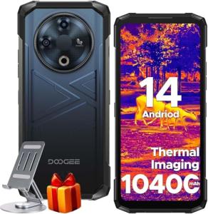 DOOGEE Fire 6 Rugged Phone with Thermal Image Camera,10400mAh,16GB+256GB Android 14 Cell Phone Unlocked,50MP AI Camera,6.56" HD+IPS Display Rugged Smartphone,IP68 Waterproof Phone,Face Unlock/OTG