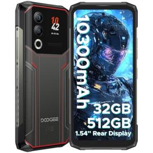 DOOGEE Blade 20 Ultra Rugged Phone Unlocked,32GB+512GB,10300mAh Large Battery Rugged Smartphone with 1.54"IPS Rear Display,6.6"HD+90Hz Android 14,50MP+8MP,IP68/IP69K Waterproof Phones,Face ID/NFC/OTG