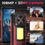 OUKITEL WP56 5G Rugged Smartphone Unlocked - 36GB+512GB/2TB Android 15 Rugged Phone,16000mAh Battery, 1000-Lumen Camping Light, 6.8" FHD+ 120Hz,108MP Camera,128dB Loud Speaker Waterproof, NFC/GPS/OTG