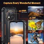 OUKITEL G1 Rugged Smartphone Unlocked - 24+256GB/1TB Android 14 Rugged Cellphones, 6.52” HD Display 48MP Rear Camera 10600mAh Battery IP68/IP69K Waterproof Phone, Dual Sim/NFC/Fingerprint 2025