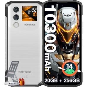 DOOGEE Blade 10 Max Rugged Smartphone Unlocked,10300mAh Battery,20GB+256GB/TF 2TB Rugged Phone with 1.54”Rear Screen,6.56'' 90Hz Screen,50MP+8MP,Android 14,IP68/IP69K Waterproof Phones/NFC/Face ID/OTG