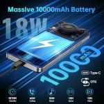 OUKITEL C60 Cell Phones Unlocked Android 15-10000 mAh Battery 16GB +128GB/1TB TF Android Phones, 6.88”HD+ Display 13MP Camera 110dB Speaker Smartphone, 120LM Flashlight/Fingerprint/OTG/4G Dual SIM