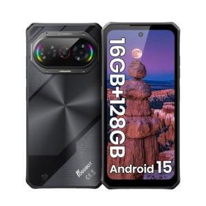 FOSSIBOT F114 Rugged Phone 6.67" HD+ 16GB +128GB/TF 2TB Android 15 Gaming Rugged Smartphone Octa Core 50MP Main Camera 5000 mAh Battery IP68/IP69K Waterproof Phone,Triple Slot/NFC/Face ID/GPS(Black)