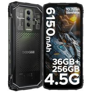 DOOGEE Blade 10 Ultra Energy Android 15 Rugged Phone 4.5G, 10.7mm Ultra-Thin,Octa Core Rugged Smartphone, 6.56" HD+90Hz, 64MP Camera, 6150mAh Battery, IP68/IP69K Waterproof Phone, NFC/Face Unlock