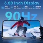 OUKITEL C60 Cell Phones Unlocked Android 15-10000 mAh Battery 16GB +128GB/1TB TF Android Phones, 6.88”HD+ Display 13MP Camera 110dB Speaker Smartphone, 120LM Flashlight/Fingerprint/OTG/4G Dual SIM