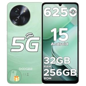 DOOGEE Note 59 Pro Unlocked Cell Phone 5G Android 15,32GB+256GB/TF 2TB Android Phone,6250mAh Battery,6.75"HD+120Hz Cellphone,16MP+8MP,5G Dual SIM Smartphone,Widevine L1/NFC/Face Unlock/Fingerprint/OTG