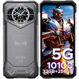 DOOGEE S200 Rugged Smartphone 5G Unlocked, 256GB+32GB Rugged Phone with 1.32" Rear Screen, 10100mAh Battery, Android 14,100MP+20MP Night Vision Camera