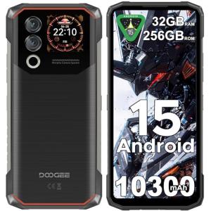 DOOGEE Blade 10 Max Android 15 Rugged Smartphone Unlocked, 256GB+32GB Rugged Phone with 1.54" Rear Screen, 10300mAh Battery, 6.56", 120Hz, 4G Dual SIM Waterproof Phone,3 Card Slots/NFC/Face Unlock