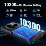 FOSSIBOT F105 Rugged Smartphone Unlocked, 10300mAh Battery Rugged Phones, Android 14 Mobile Phone, 12GB+64GB, 6.75 HD+ Outdoor Cellphone, 20MP+8MP, 4G Dual SIM, IP68 IP69K / Fingerprint/Face Unlock