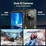 FOSSIBOT F105 Rugged Smartphone Unlocked, 10300mAh Battery Rugged Phones, Android 14 Mobile Phone, 12GB+64GB, 6.75 HD+ Outdoor Cellphone, 20MP+8MP, 4G Dual SIM, IP68 IP69K / Fingerprint/Face Unlock