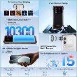 DOOGEE Blade 10 Max Android 15 Rugged Smartphone Unlocked, 256GB+32GB Rugged Phone with 1.54" Rear Screen, 10300mAh Battery, 6.56", 120Hz, 4G Dual SIM Waterproof Phone,3 Card Slots/NFC/Face Unlock