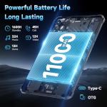 OUKITEL RT3 Plus Rugged Tablet Android 15-11000mAh Battery, 8 Inch Tablets, 16GB+128GB/TF 1TB, 16MP Camera, IP68/IP69K Waterproof, Octa-Core 4G Dual SIM/5G WiFi/Wrist Strap/GPS/NFC/Gemin AI, Blue