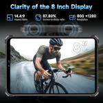 OUKITEL RT3 Plus Rugged Tablet Android 15-11000mAh Battery, 8 Inch Tablets, 16GB+128GB/TF 1TB, 16MP Camera, IP68/IP69K Waterproof, Octa-Core 4G Dual SIM/5G WiFi/Wrist Strap/GPS/NFC/Gemin AI, Blue