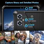 OUKITEL RT3 Plus Rugged Tablet Android 15-11000mAh Battery, 8 Inch Tablets, 16GB+128GB/TF 1TB, 16MP Camera, IP68/IP69K Waterproof, Octa-Core 4G Dual SIM/5G WiFi/Wrist Strap/GPS/NFC/Gemin AI, Blue