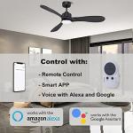Smart Black Ceiling Fan with LED Lights & Remote