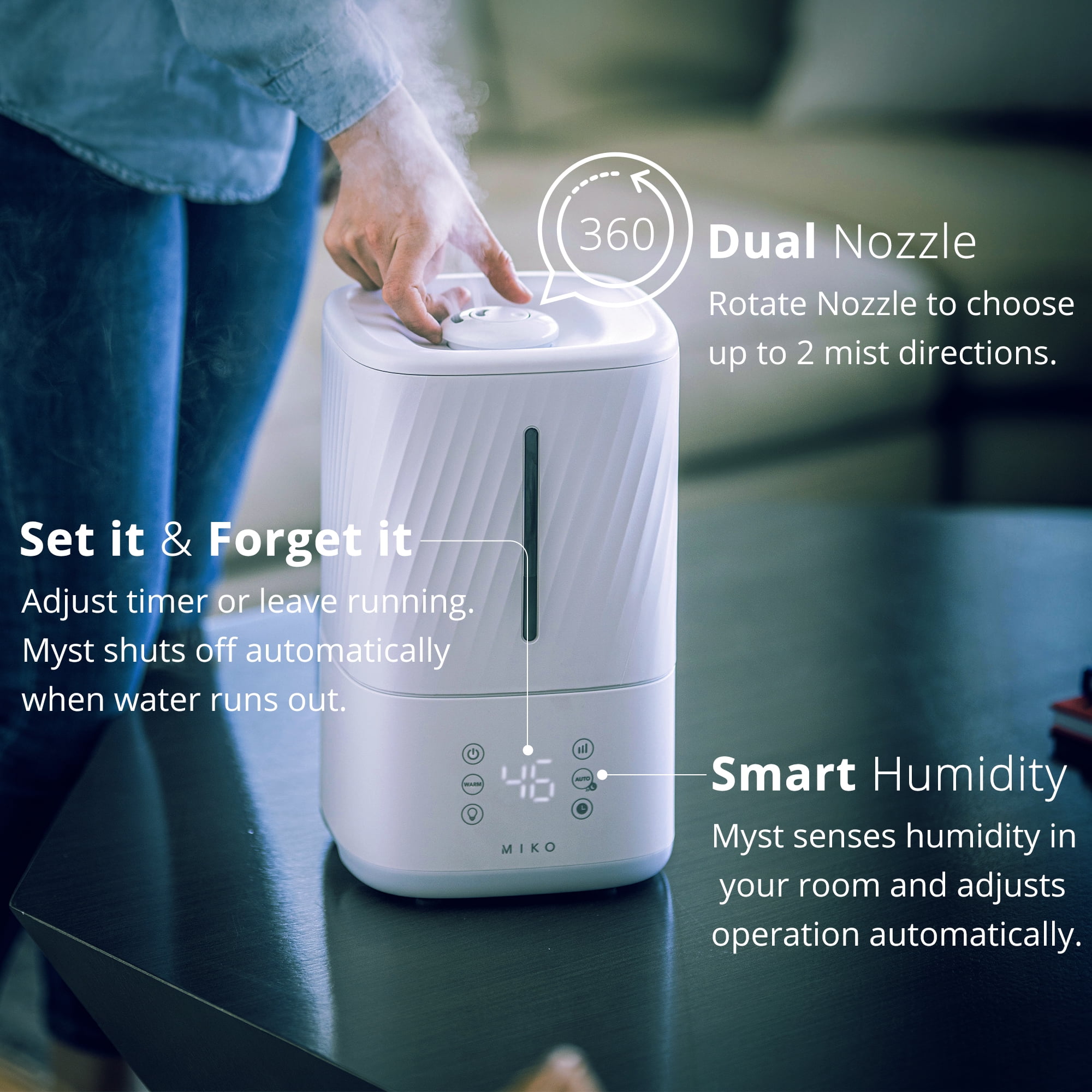 Smart Miko Bedroom Humidifier with Essential Oils