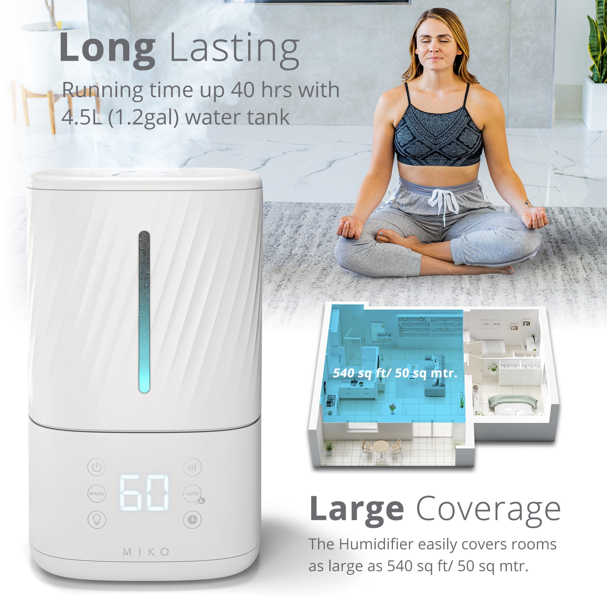 Smart Miko Bedroom Humidifier with Essential Oils