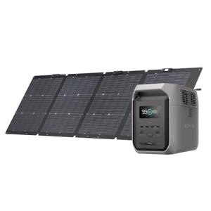 EF ECOFLOW Solar Generator DELTA 3 1500 with 220W Solar Panel, 1536Wh LiFePO4 Battery, 6X1800W (X-Boost 2200W) AC Outputs, Ultra-Quiet Power Station, Fast Charging for Home Backup Use