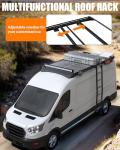 MELIPRON Camper Van Roof Rack with Solar Panel Brackets Fit for Ford Transit 148" WB Low/Medium/High Roof, Low Profile Roof Rack with Wind Fairing
