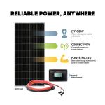 Go Power Overlander Charging Kit 200W - 12V Solar Panel Kit w/ 30-Amp Bluetooth® PWM Controller, Expandable Up to 600W, Includes 2X 25ft Solar Output Cables (Male and Female) for RV & Dry Camping Use