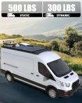 MELIPRON Camper Van Roof Rack with Solar Panel Brackets Fit for Ford Transit 148" WB Low/Medium/High Roof, Low Profile Roof Rack with Wind Fairing