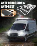 MELIPRON Camper Van Roof Rack with Solar Panel Brackets Fit for Ford Transit 148" WB Low/Medium/High Roof, Low Profile Roof Rack with Wind Fairing